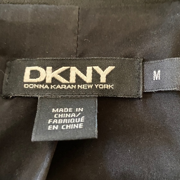 DKNY black leather jacket with nylon side panels. - Picture 12 of 13